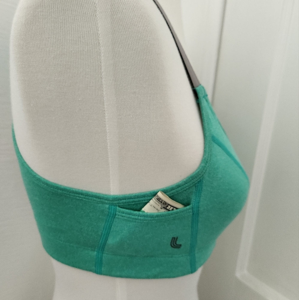 EUC Lole Luma Green Sports Bra Small Adjutable Crossover - Picture 5 of 7